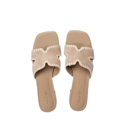 Pazzion Women's Marcella Suede Sandal Heels - Beige