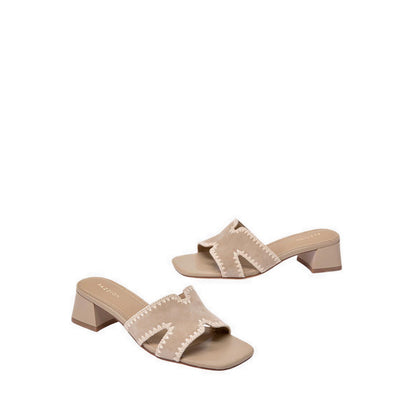 Pazzion Women's Marcella Suede Sandal Heels - Beige