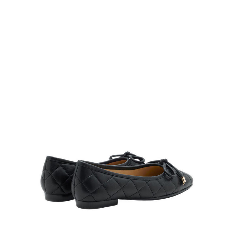 Quinn Quilted Bow Flats - Black
