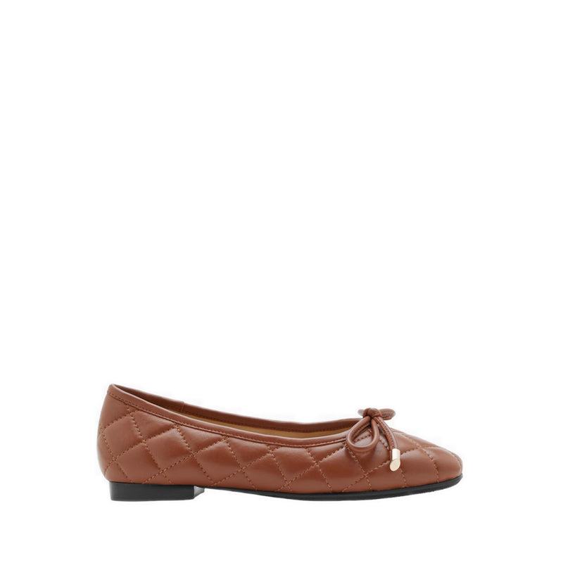 Quinn Quilted Bow Flats - Brown