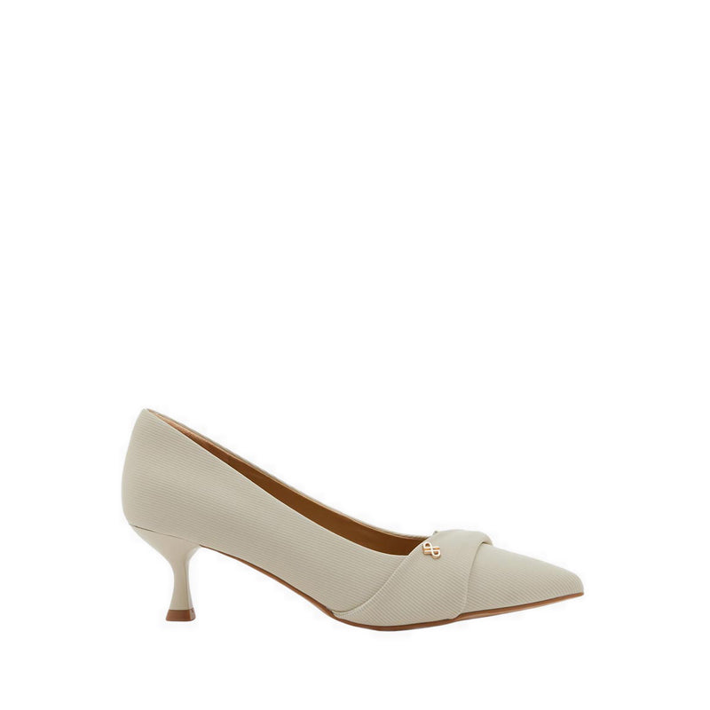 Pazzion Women's Quirielle Textured Pointed Toe Leather Heels - Beige