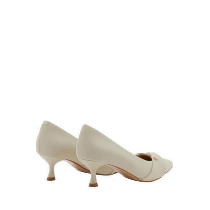 Pazzion Women's Quirielle Textured Pointed Toe Leather Heels - Beige
