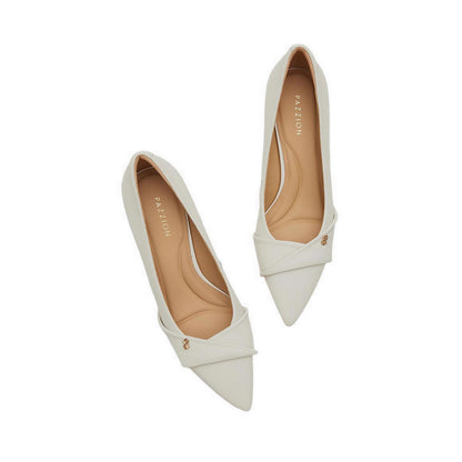 Pazzion Women's Quirielle Textured Pointed Toe Leather Heels - Beige