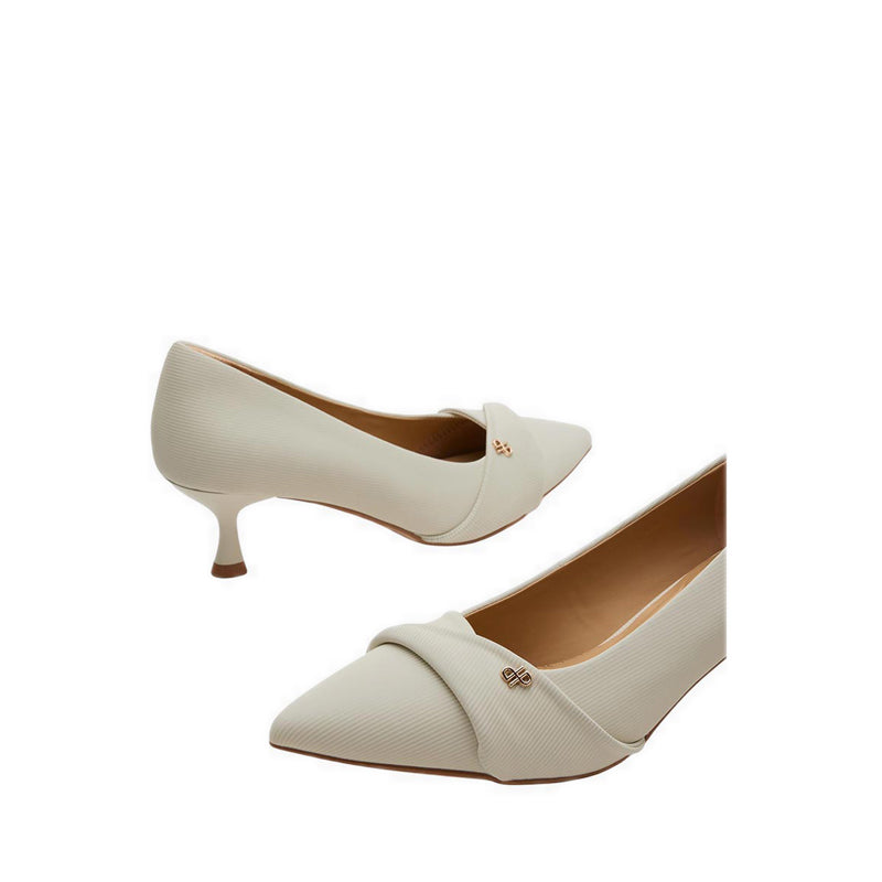 Pazzion Women's Quirielle Textured Pointed Toe Leather Heels - Beige