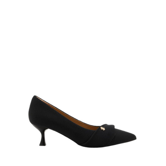 Pazzion Women's Quirielle Textured Pointed Toe Leather Heels - Black