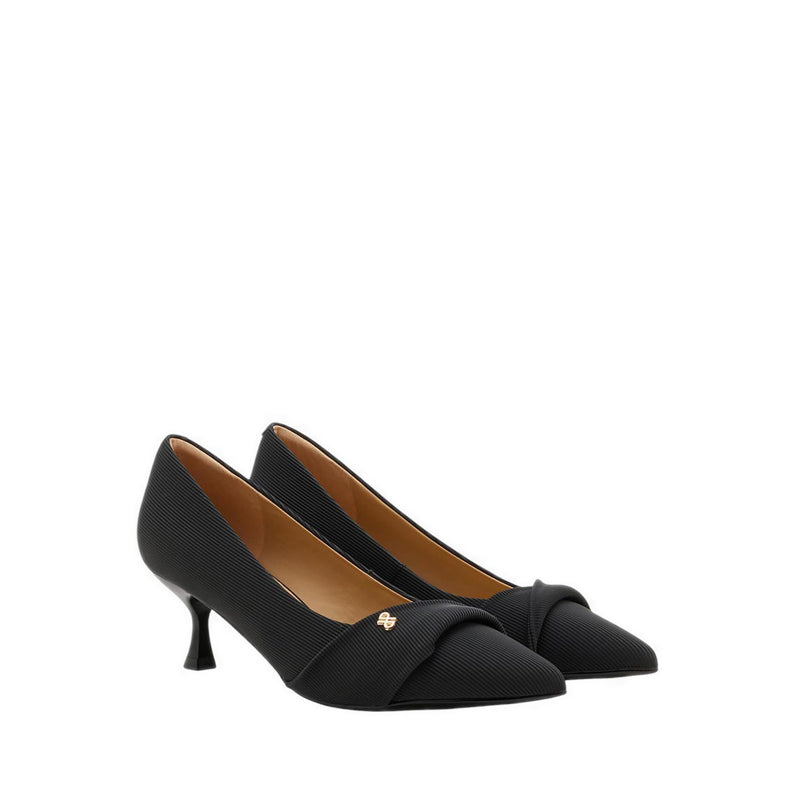 Pazzion Women's Quirielle Textured Pointed Toe Leather Heels - Black