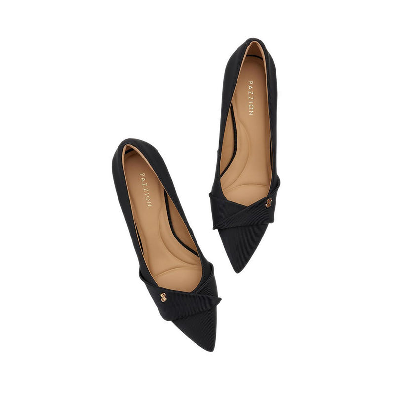Pazzion Women's Quirielle Textured Pointed Toe Leather Heels - Black
