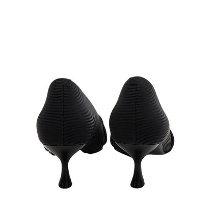 Pazzion Women's Quirielle Textured Pointed Toe Leather Heels - Black