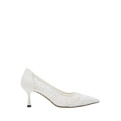 Raena Sequined Mesh Heels - White