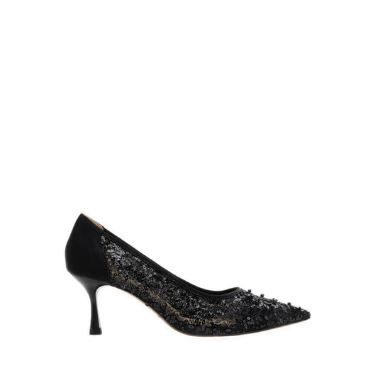 Raena Sequined Mesh Heels - Black