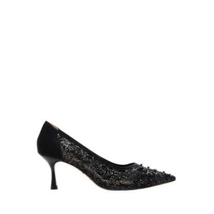 Raena Sequined Mesh Heels - Black