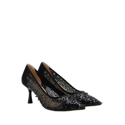 Raena Sequined Mesh Heels - Black