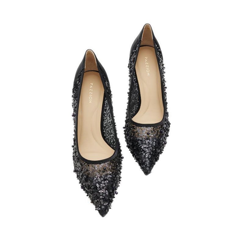 Raena Sequined Mesh Heels - Black