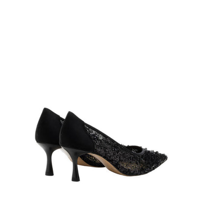 Raena Sequined Mesh Heels - Black