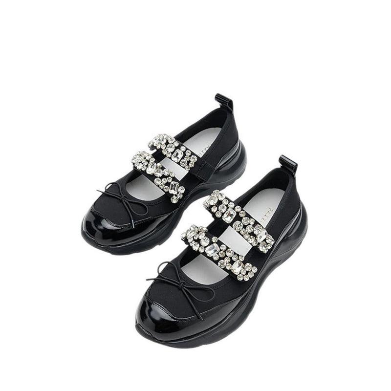 Renae Diamante Embellished Bow Sneakers - Black