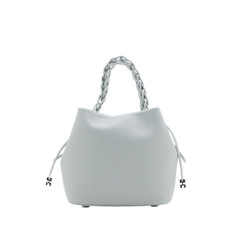 Reza Braided Handle Bucket Bag - Khaki