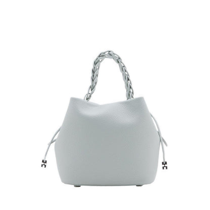 Reza Braided Handle Bucket Bag - Khaki