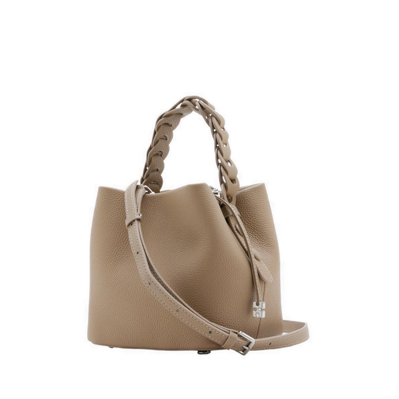 Reza Braided Handle Bucket Bag - Brown