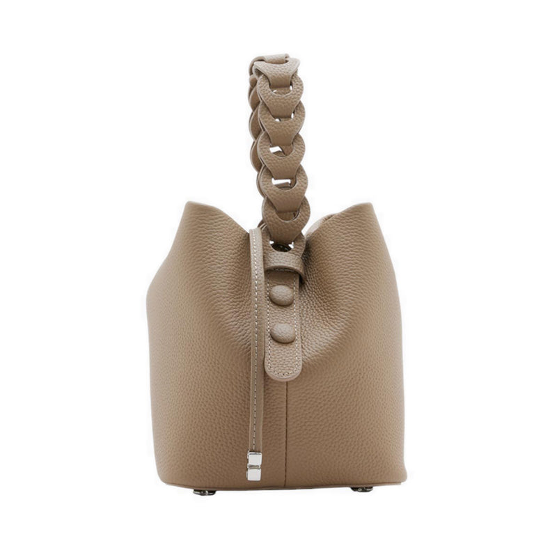 Reza Braided Handle Bucket Bag - Brown