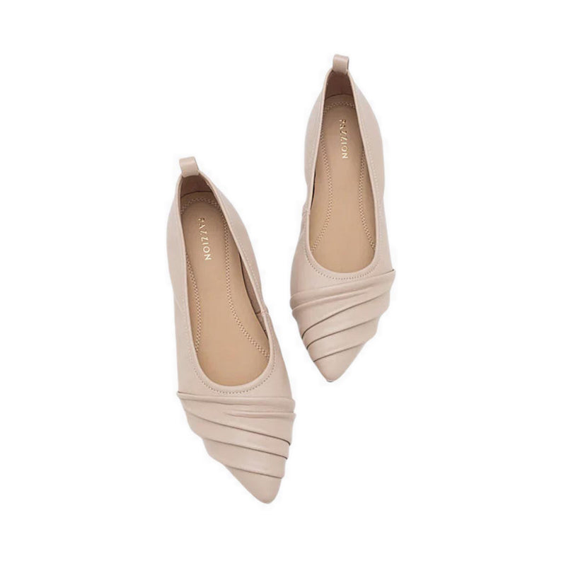 Rylee Ruched Detail Covered Flats - Pink