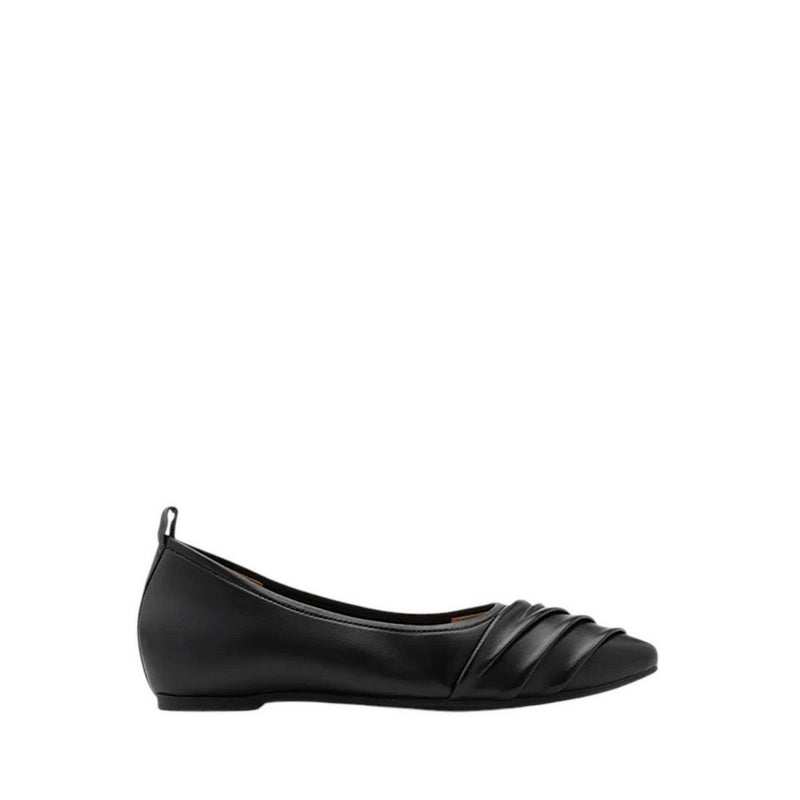 Rylee Ruched Detail Covered Flats - Black