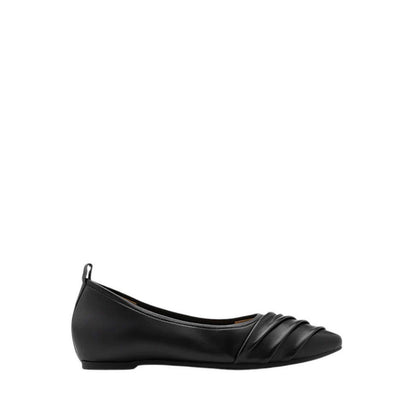 Rylee Ruched Detail Covered Flats - Black