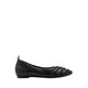 Rylee Ruched Detail Covered Flats - Black