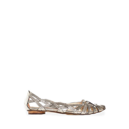Celina Embossed Weaved Flats - Gold