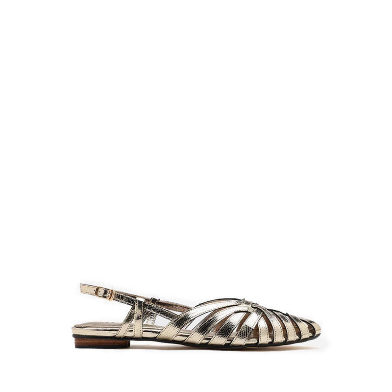 Rebekah Strappy Metallic Slingback Flats - Gold