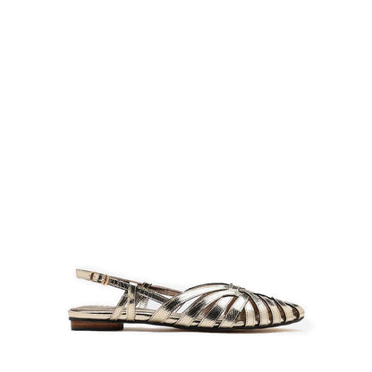 Rebekah Strappy Metallic Slingback Flats - Gold