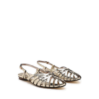 Rebekah Strappy Metallic Slingback Flats - Gold
