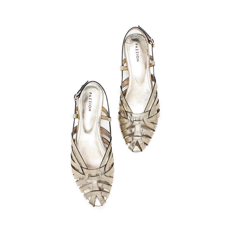 Rebekah Strappy Metallic Slingback Flats - Gold