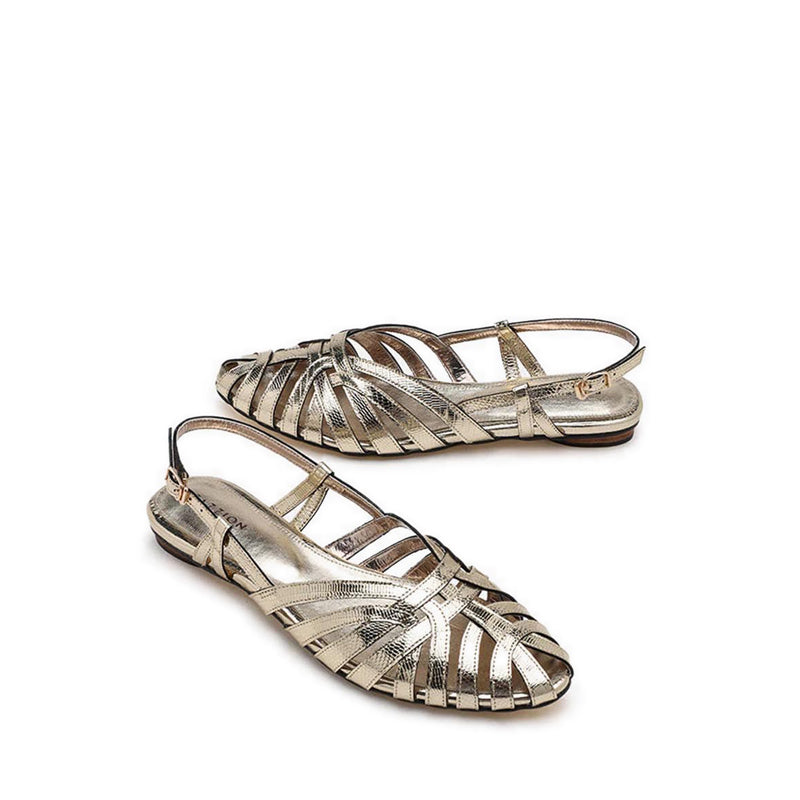 Rebekah Strappy Metallic Slingback Flats - Gold