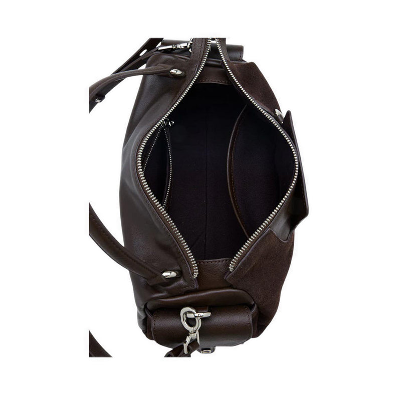 Sevila Suede Leather Satchel - Dark Brown