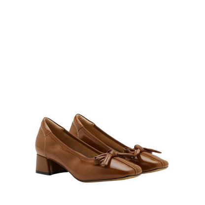 Women's Silvianne Bow-Tied Leather Heels - Brown