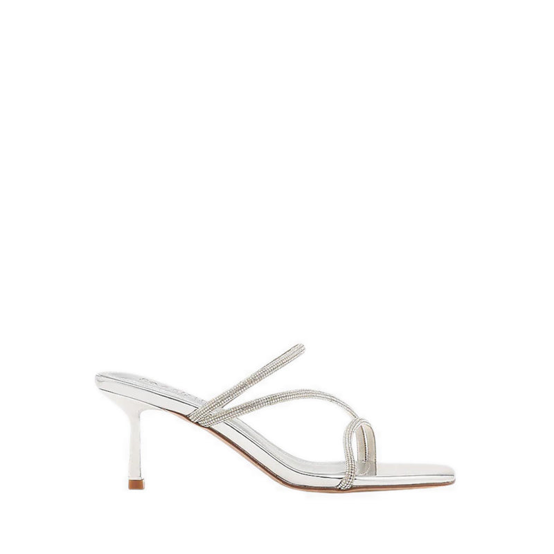 Stacey Strappy Silver Sparkly Open Toe Heels - Silver