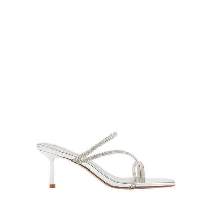 Stacey Strappy Silver Sparkly Open Toe Heels - Silver