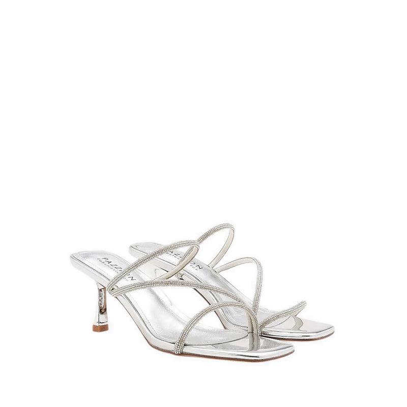 Stacey Strappy Silver Sparkly Open Toe Heels - Silver