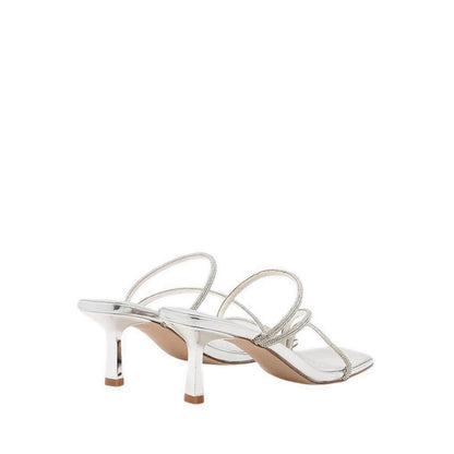 Stacey Strappy Silver Sparkly Open Toe Heels - Silver