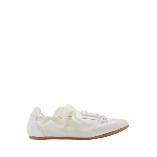 Sylvie Ballerina Satin Bow Sneakers - Beige