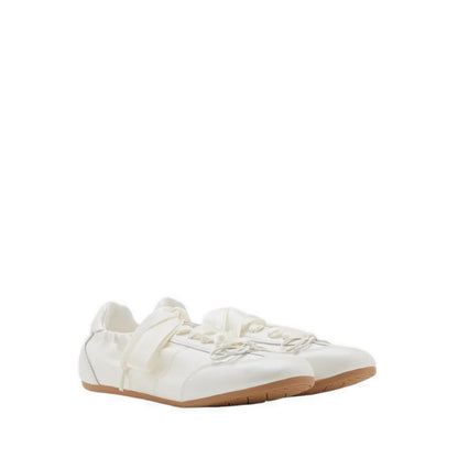 Sylvie Ballerina Satin Bow Sneakers - Beige