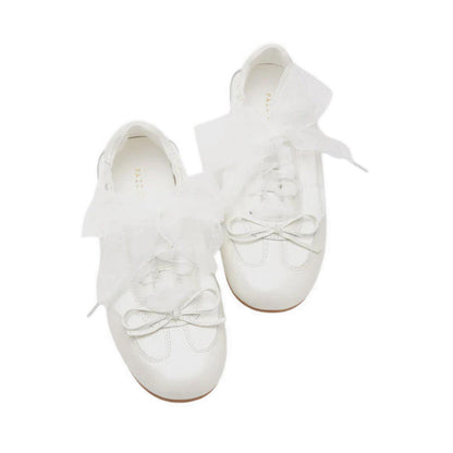 Sylvie Ballerina Satin Bow Sneakers - Beige