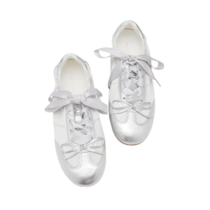 Sylvie Ballerina Satin Bow Sneakers - Silver