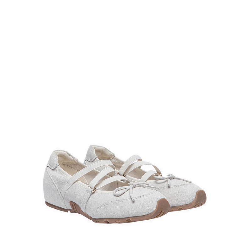 Women's Talivienne Suede Bow Leather Mary Janes - Beige