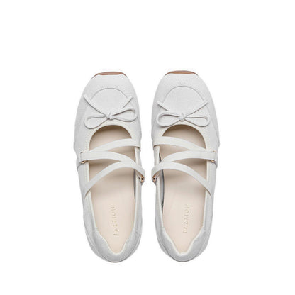 Women's Talivienne Suede Bow Leather Mary Janes - Beige