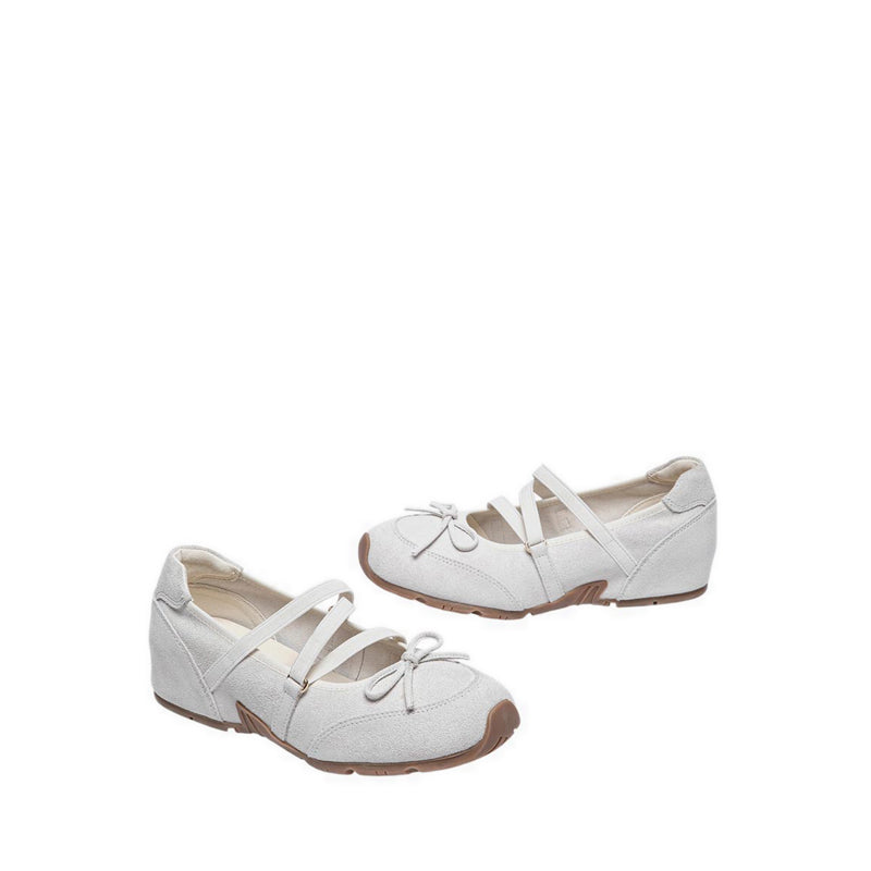 Women's Talivienne Suede Bow Leather Mary Janes - Beige