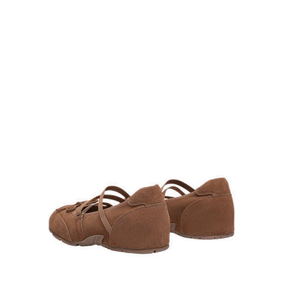 Women's Talivienne Suede Bow Leather Mary Janes - Brown