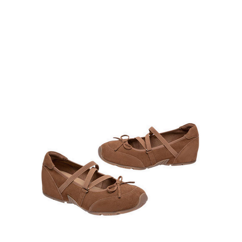 Women's Talivienne Suede Bow Leather Mary Janes - Brown