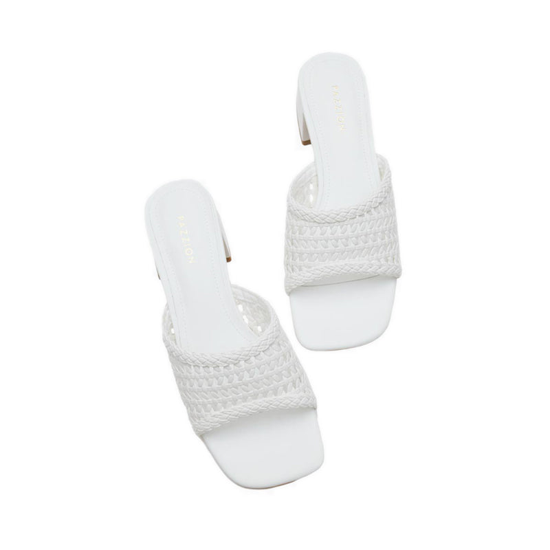 Taylor Woven Braided Mule Heels - White
