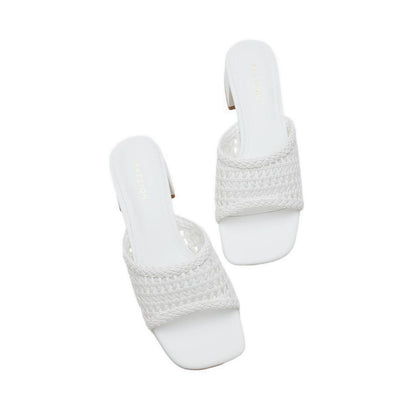 Taylor Woven Braided Mule Heels - White